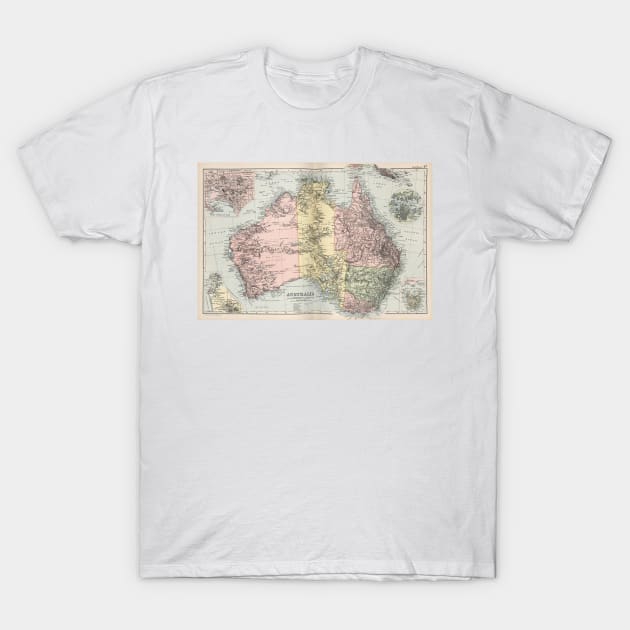 Vintage Map of Australia (1891) T-Shirt by Bravuramedia